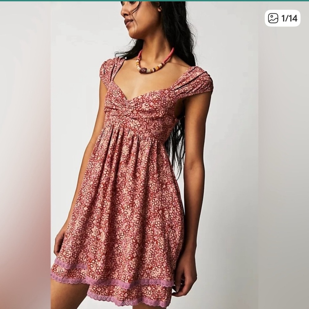 Free People Pink Floral Mini Dress